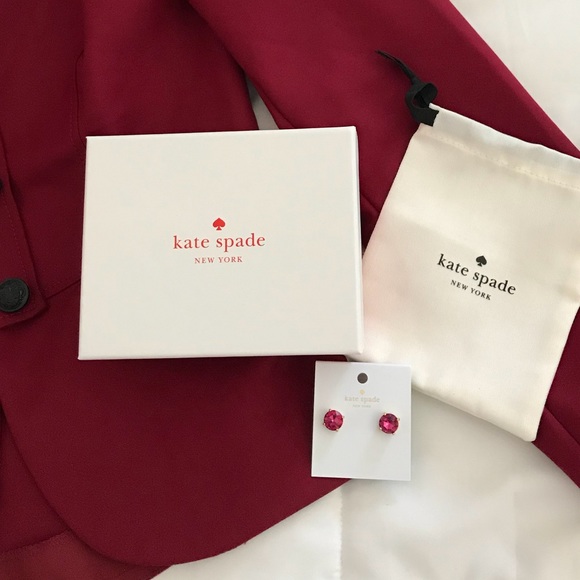 NWT Kate Spade Fuschia Earrings, Dust Bag & Box - Picture 5 of 6